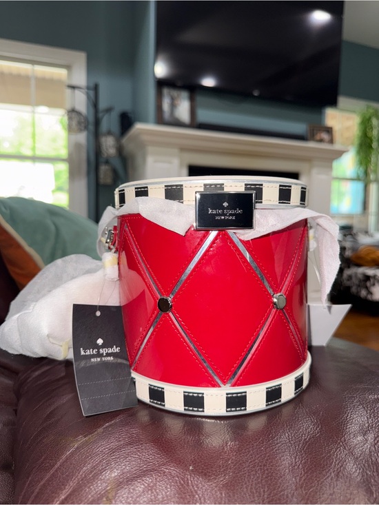 kate spade Handbags - kate spade Red Patent Drum-Style Accent Bag with Cream & Black Trim